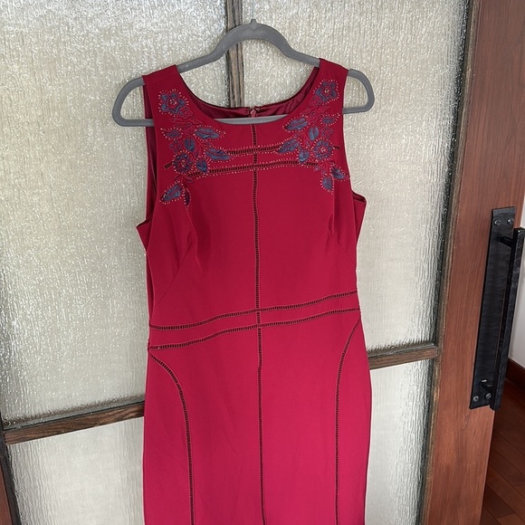 Marchesa Notte Burgundy Vine Gown Dress 12 - Picture 6 of 9
